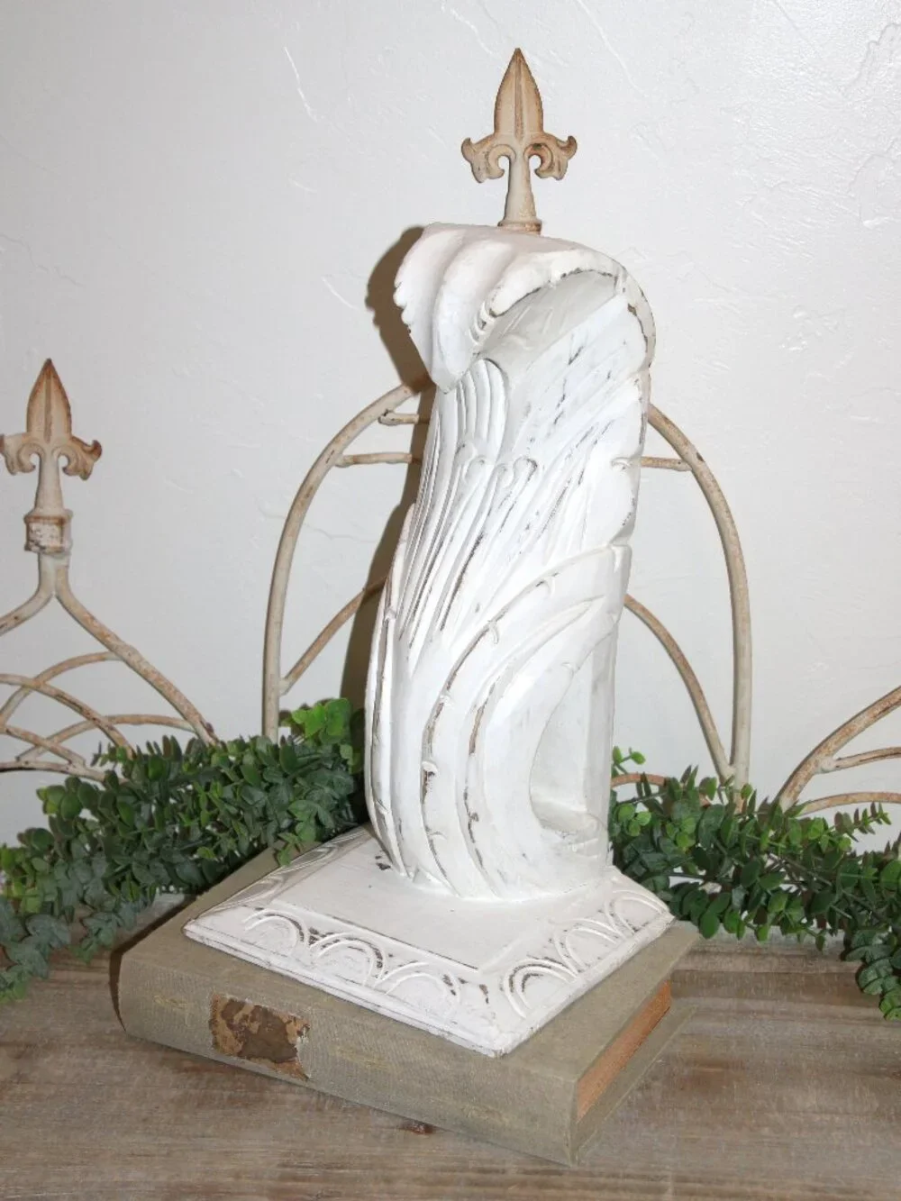 Large Ornate Vintage Chippy White French Shabby Chic Corbel Wall Decor Shelf